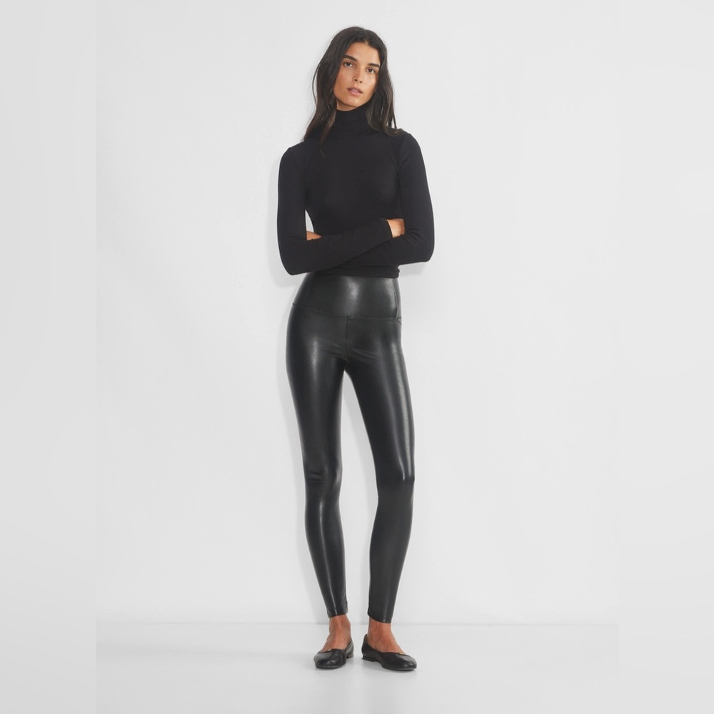Wilfred Free - Black Vegan Leather High-Waisted Leggings